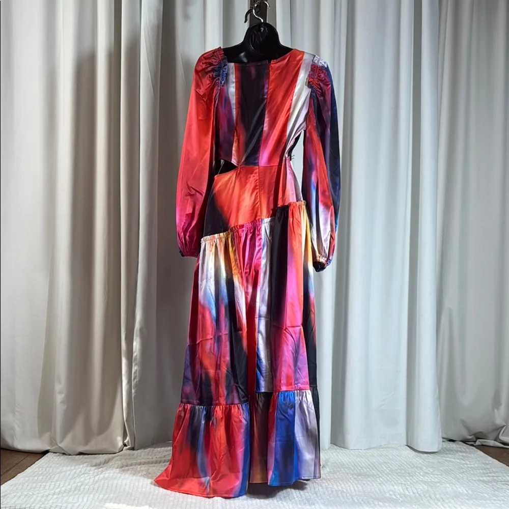 The Drop Women's Multi Print Asymmetrical Neckline Maxi Dress - Picture 8 of 13